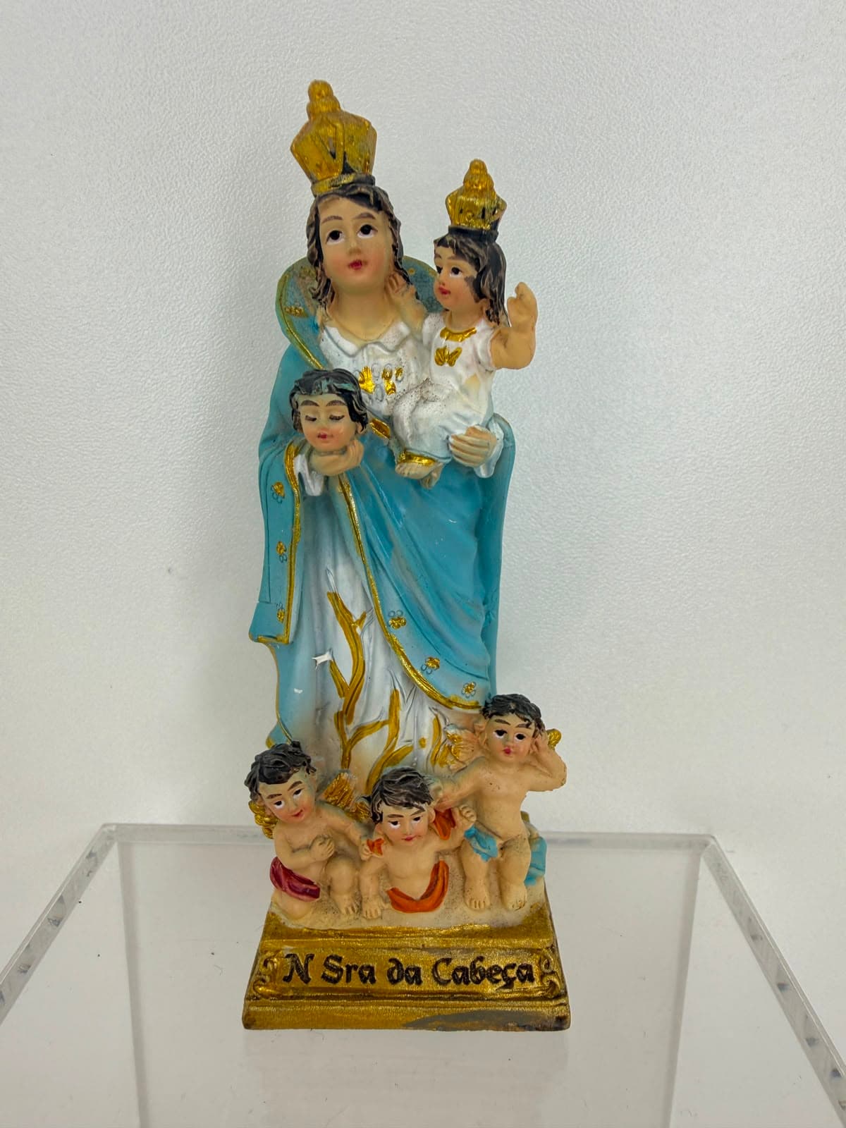 NOSSA SENHORA DA CABEÇA RESINA COM PEDESTAL - 9CM