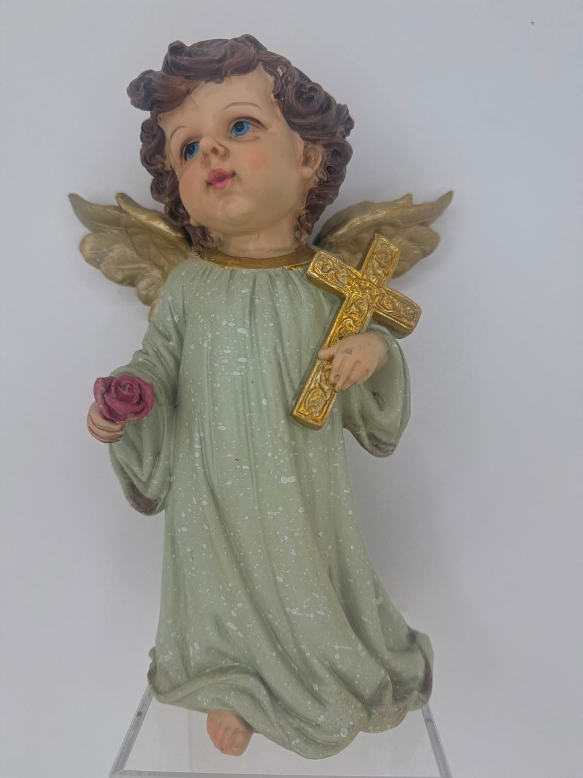 ANJO COM CRUZ RESINA - 20CM