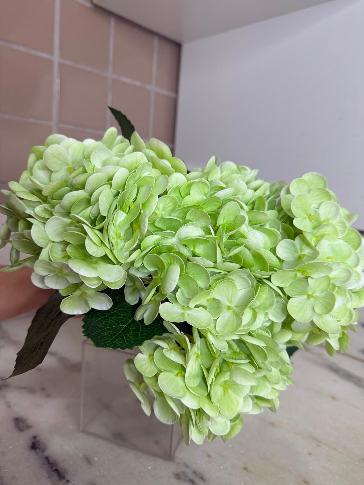BUQUET HORTÊNCIA VERDE DE SILICONE - 45 CM